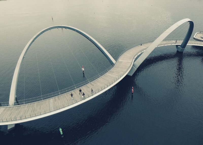 Globancy aerial photography of zigzagging bridge